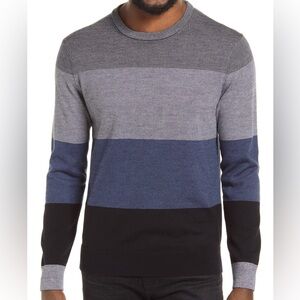 Club Monaco Gray and Blue Crewneck Sweater
